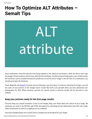 How To Optimize ALT Attributes - Semalt Tips