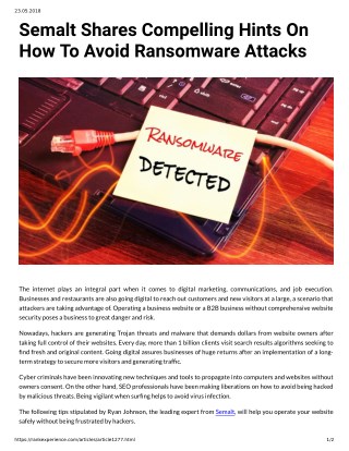 Semalt Shares Compelling Hints On How To Avoid Ransomware Attacks