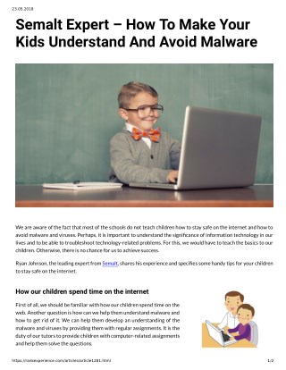 Semalt Expert â€“ How To Make Your Kids Understand And Avoid Malware