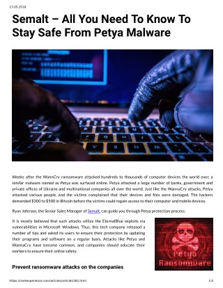 Semalt â€“ All You Need To Know To Stay Safe From Petya Malware