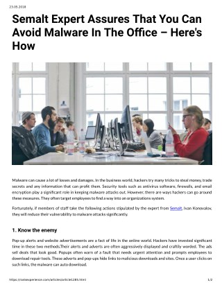 Semalt Expert Assures That You Can Avoid Malware In The Oce â€“ Here's How