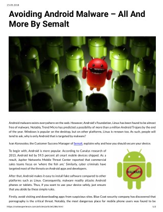 Avoiding Android Malware â€“ All And More By Semalt