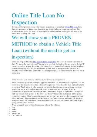 Title loans completely online