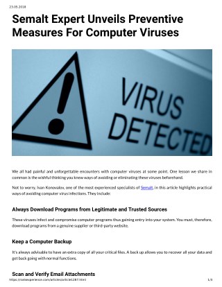 Semalt Expert Unveils Preventive Measures For Computer Viruses