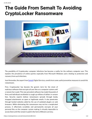 The Guide From Semalt To Avoiding CryptoLocker Ransomware