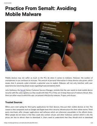 Practice From Semalt: Avoiding Mobile Malware