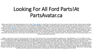 Find Best Ford Parts! Shop Best Ford Radiator, Ford Car Control Arm, Ford Fuel Pump & More At Parts Avatar.ca