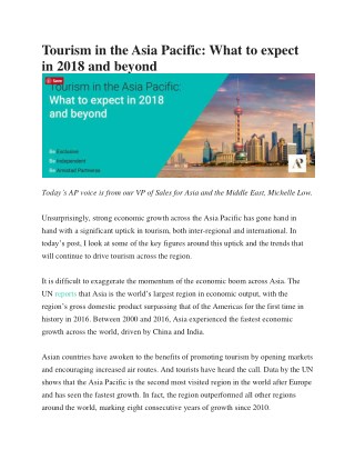 Tourism in the Asia Pacific: What to expect in 2018 and beyond