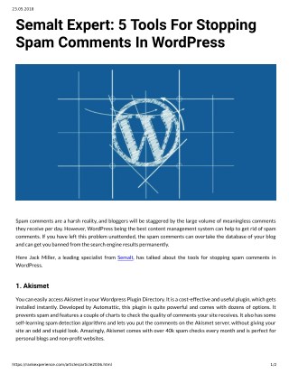 Semalt Expert: 5 Tools For Stopping Spam Comments In WordPress