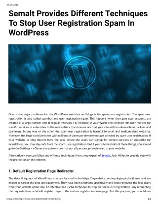 Semalt Provides Different Techniques To Stop User Registration Spam In WordPress