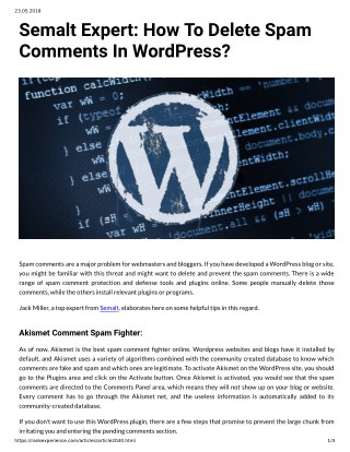 Semalt Expert: How To Delete Spam Comments In WordPress