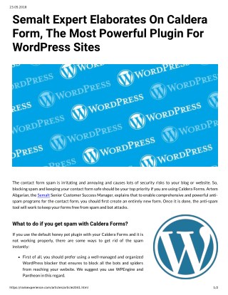 Semalt Expert Elaborates On Caldera Form The Most Powerful Plugin For WordPress Sites