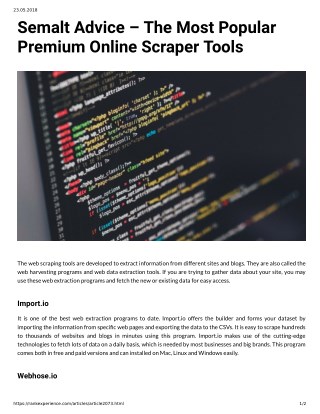 Semalt Advice The Most Popular Premium Online Scraper Tools