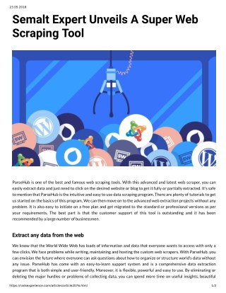 Semalt Expert Unveils A Super Web Scraping Tool