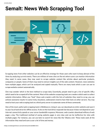 Semalt: News Web Scrapping Tool
