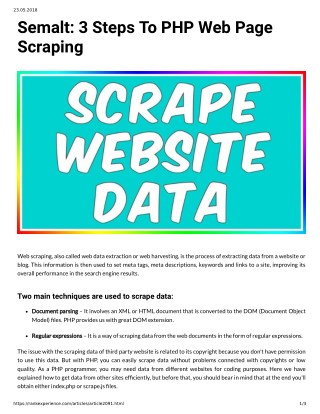 Semalt: 3 Steps To PHP Web Page Scraping