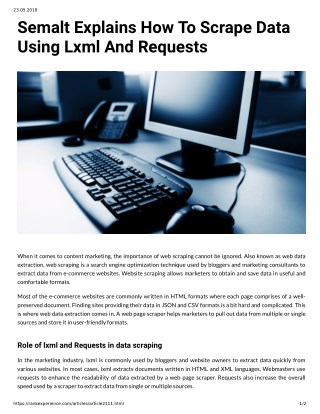 Semalt Explains How To Scrape Data Using Lxml And Requests