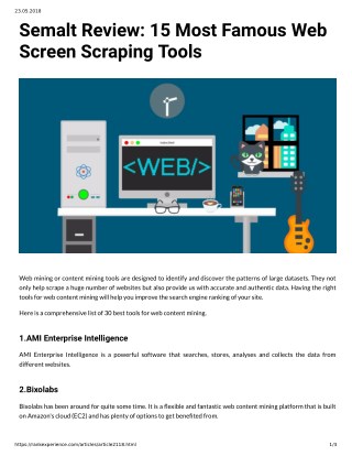 Semalt Review: 15 Most Famous Web Screen Scraping Tools