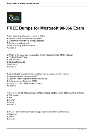 2018 CertQueen 98-366 Exam Questions and Answers