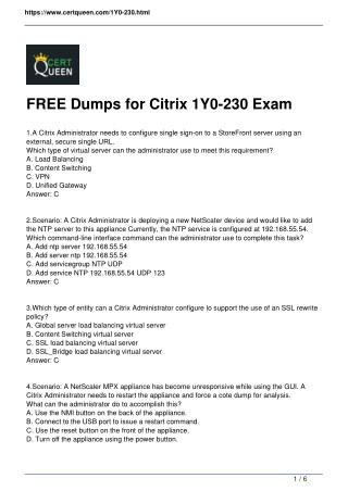 2018 CertQueen 1Y0-230 Questions and Answers