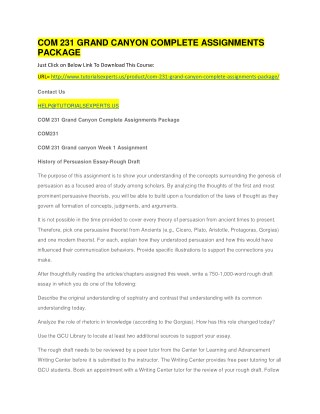 COM 231 GRAND CANYON COMPLETE ASSIGNMENTS PACKAGE