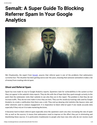 Semalt: A Super Guide To Blocking Referrer Spam In Your Google Analytics