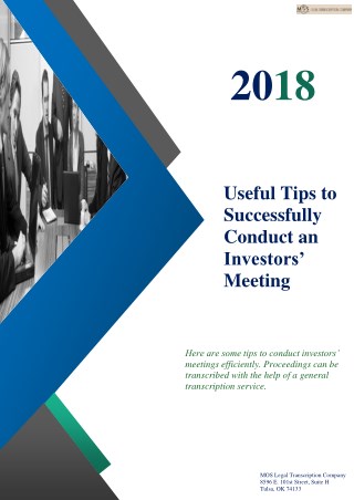 Useful Tips to Successfully Conduct an Investorsâ€™ Meeting