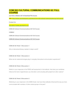 COM 263 CULTURAL COMMUNICATIONS GC FULL COURSE