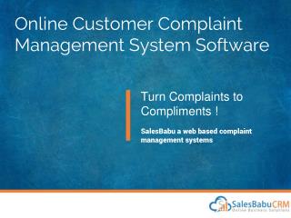 Online Customer Complaint Management System Software