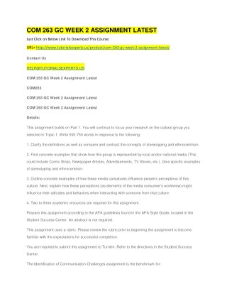 COM 263 GC WEEK 2 ASSIGNMENT LATEST