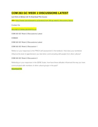 COM 263 GC WEEK 2 DISCUSSIONS LATEST
