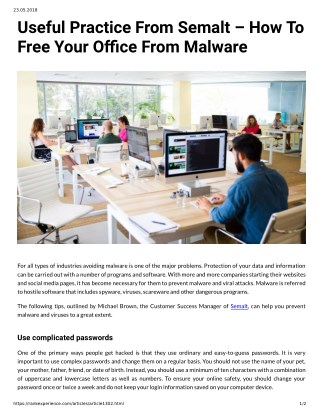 Useful Practice From Semalt â€“ How To Free Your Oce From Malware