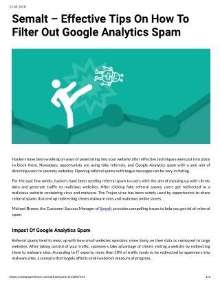 Semalt â€“ Effective Tips On How To Filter Out Google Analytics Spam