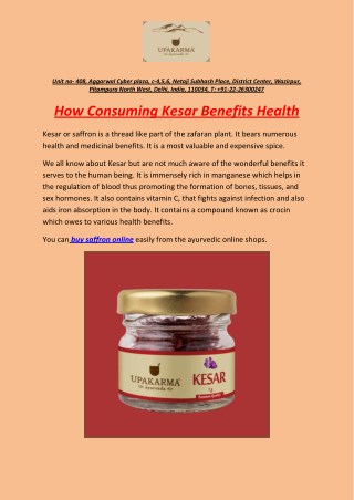 How Consuming Kesar Benefits Health