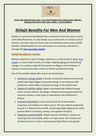 Shilajit Benefits For Men And Women