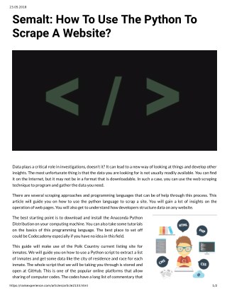 Semalt: How To Use The Python To Scrape A Website