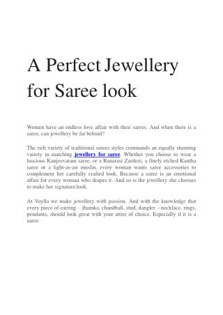 A Perfect Jewellery for Saree look