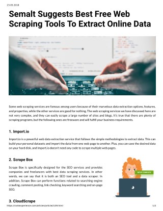 Semalt Suggests Best Free Web Scraping Tools To Extract Online Data