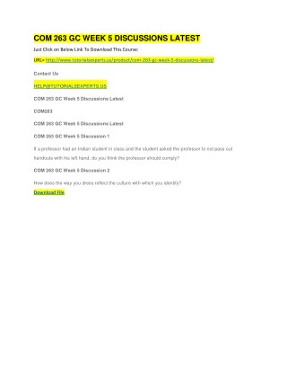 COM 263 GC WEEK 5 DISCUSSIONS LATEST