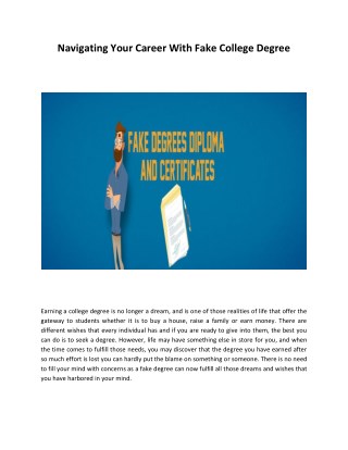 Navigating Your Career With Fake College Degree