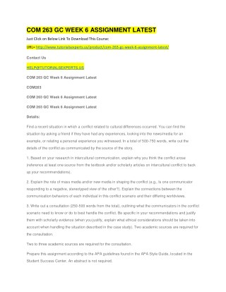 COM 263 GC WEEK 6 ASSIGNMENT LATEST