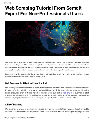 Web Scraping Tutorial From Semalt Expert For Non Professionals Users