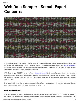 Web Data Scraper Semalt Expert Concerns