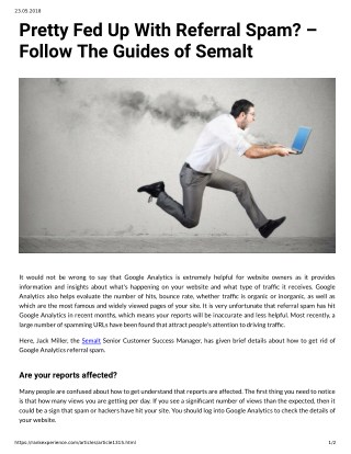 Pretty Fed Up With Referral Spam? â€“ Follow The Guides of Semalt