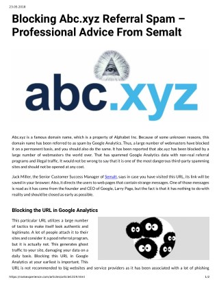 Blocking Abc.xyz Referral Spam â€“ Professional Advice From Semalt