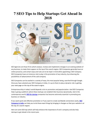 7 SEO Tips to Help Startups Get Ahead In 2018