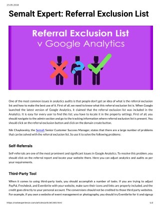 Semalt Expert: Referral Exclusion List