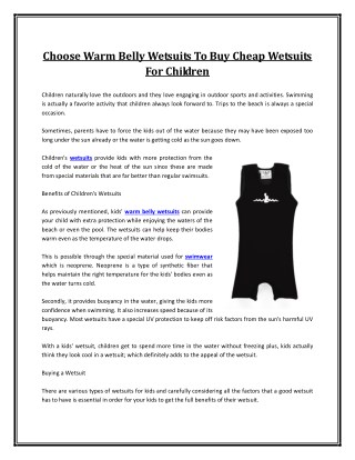 Choose Warm Belly Wetsuits To Buy Cheap Wetsuits For Children