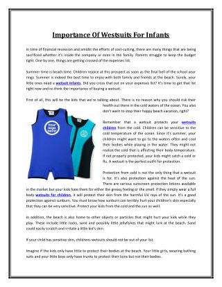Importance Of Westsuits For Infants