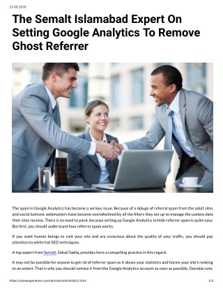 The Semalt Islamabad Expert On Setting Google Analytics To Remove Ghost Referrer